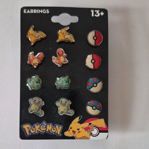 Pokemon Character Earrings Set - Red, Blue, Green